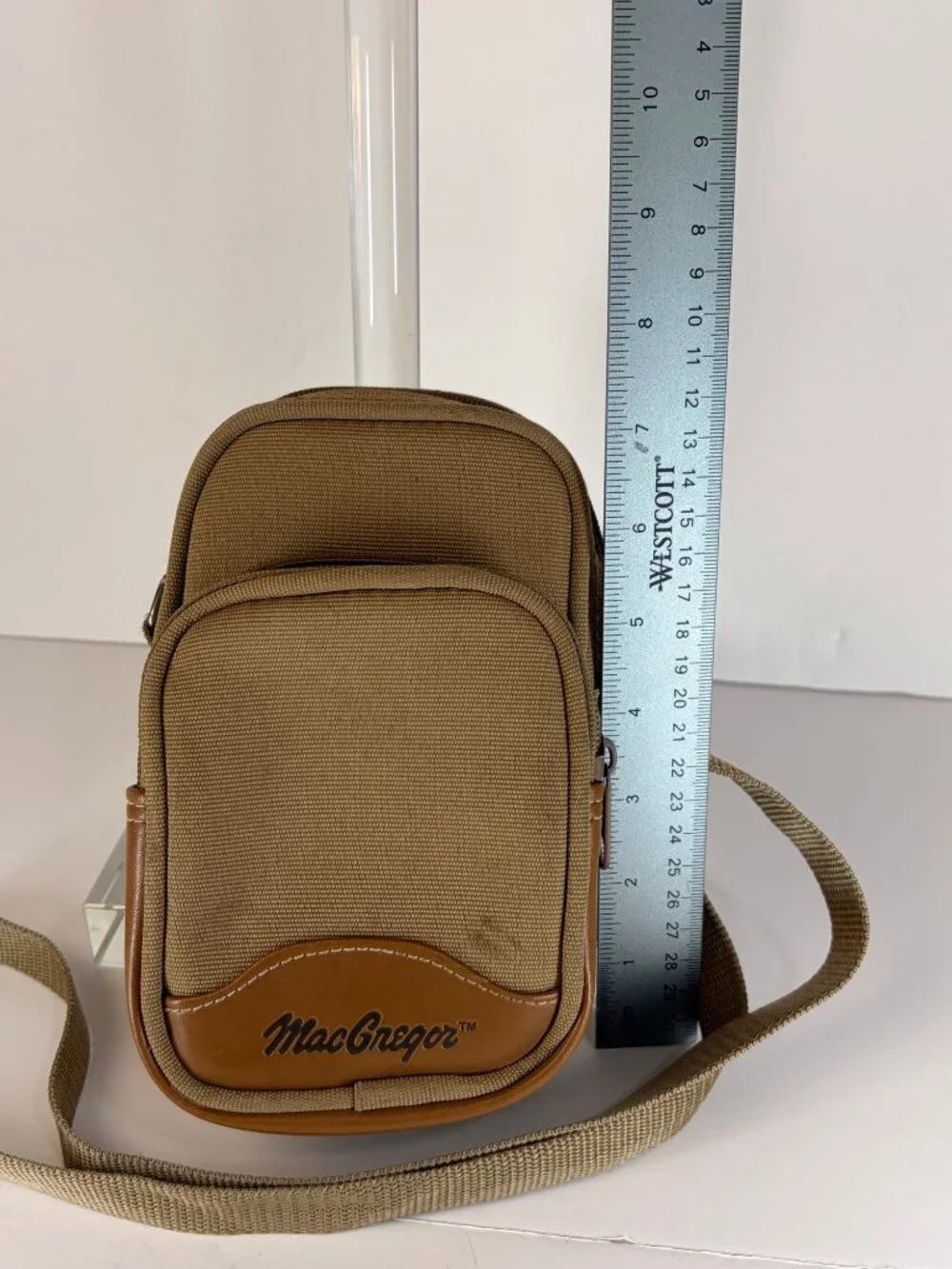 Vintage MacGregor Camera Bag Padded Adjustable Strap Khaki Two Compartment